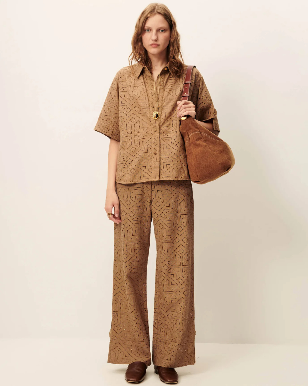 Kaia Embroidered Shirt in Pampa by Sessùn