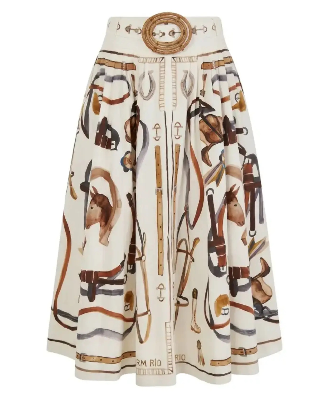 Equestrian Scarf Maxi Skirt in Winter White by Farm Rio