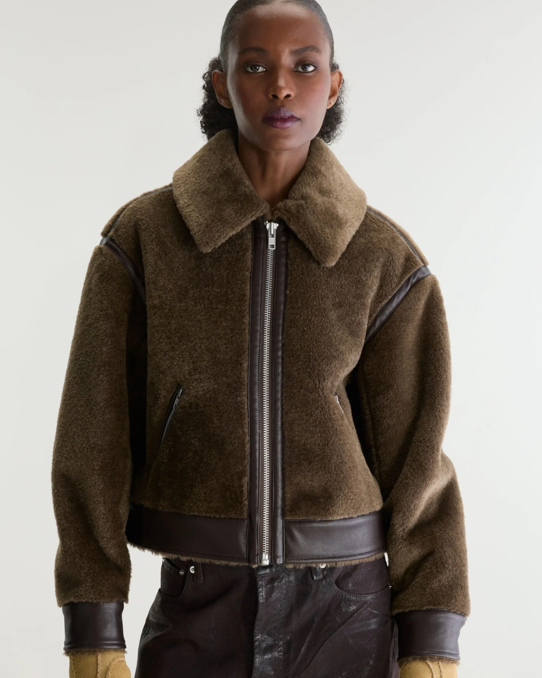 Eagle Shearling Jacket in Dark Roast by Bellerose