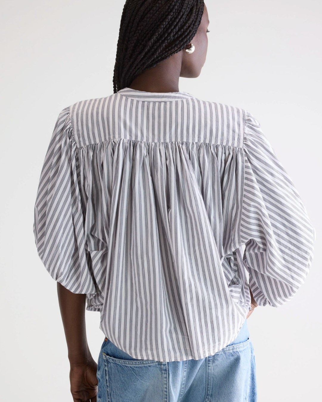 Ink Striped Cropped Blouse by Bellerose