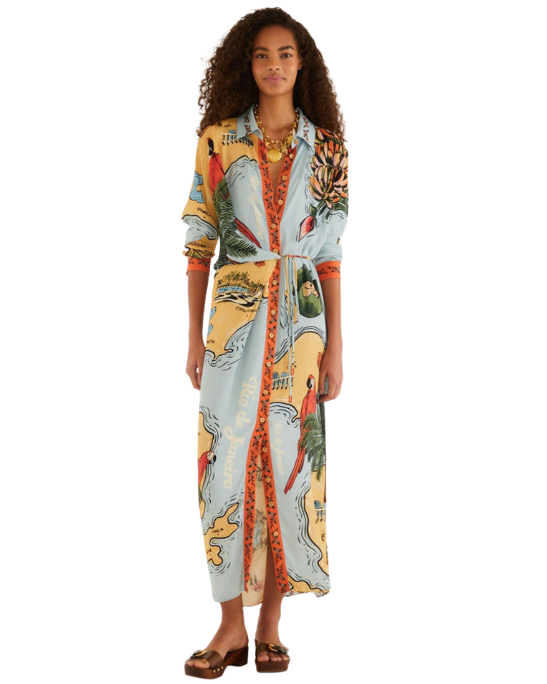 Beaches Path Collared Buttoned Maxi Dress by Farm Rio