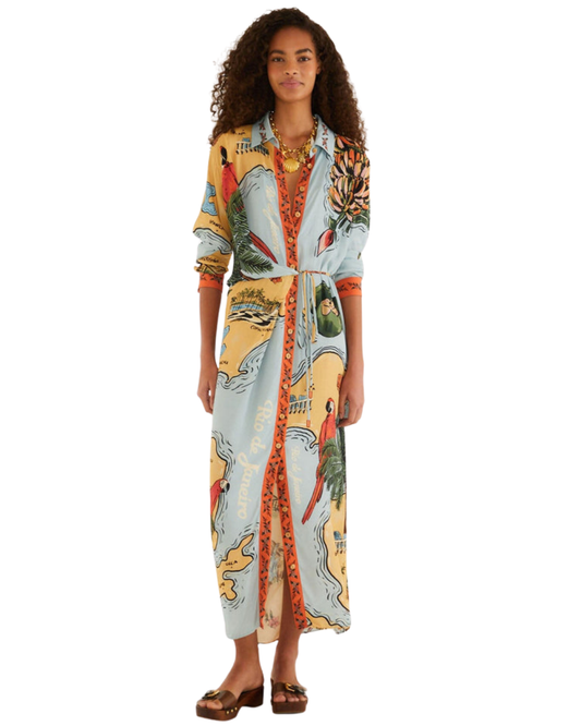 Beaches Path Collared Buttoned Maxi Dress by Farm Rio
