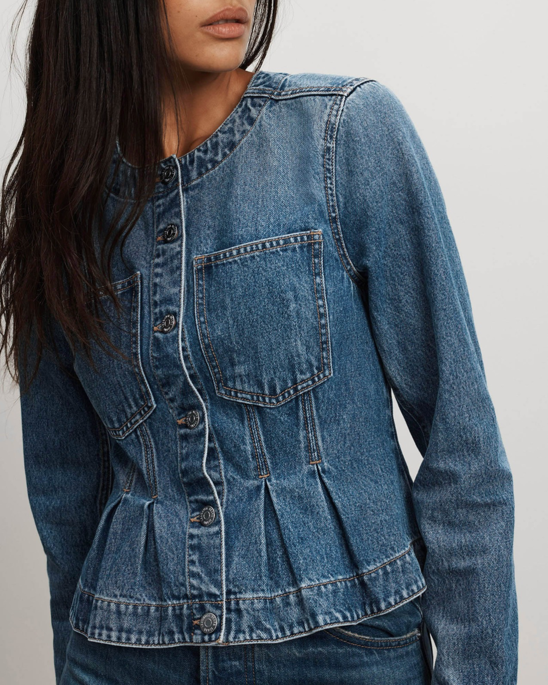 Zahara Peplum Denim Jacket by Veronica Beard