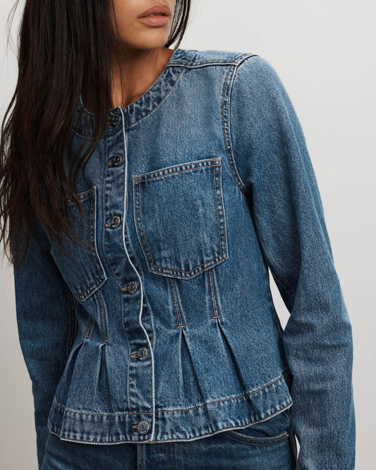 Zahara Peplum Denim Jacket by Veronica Beard