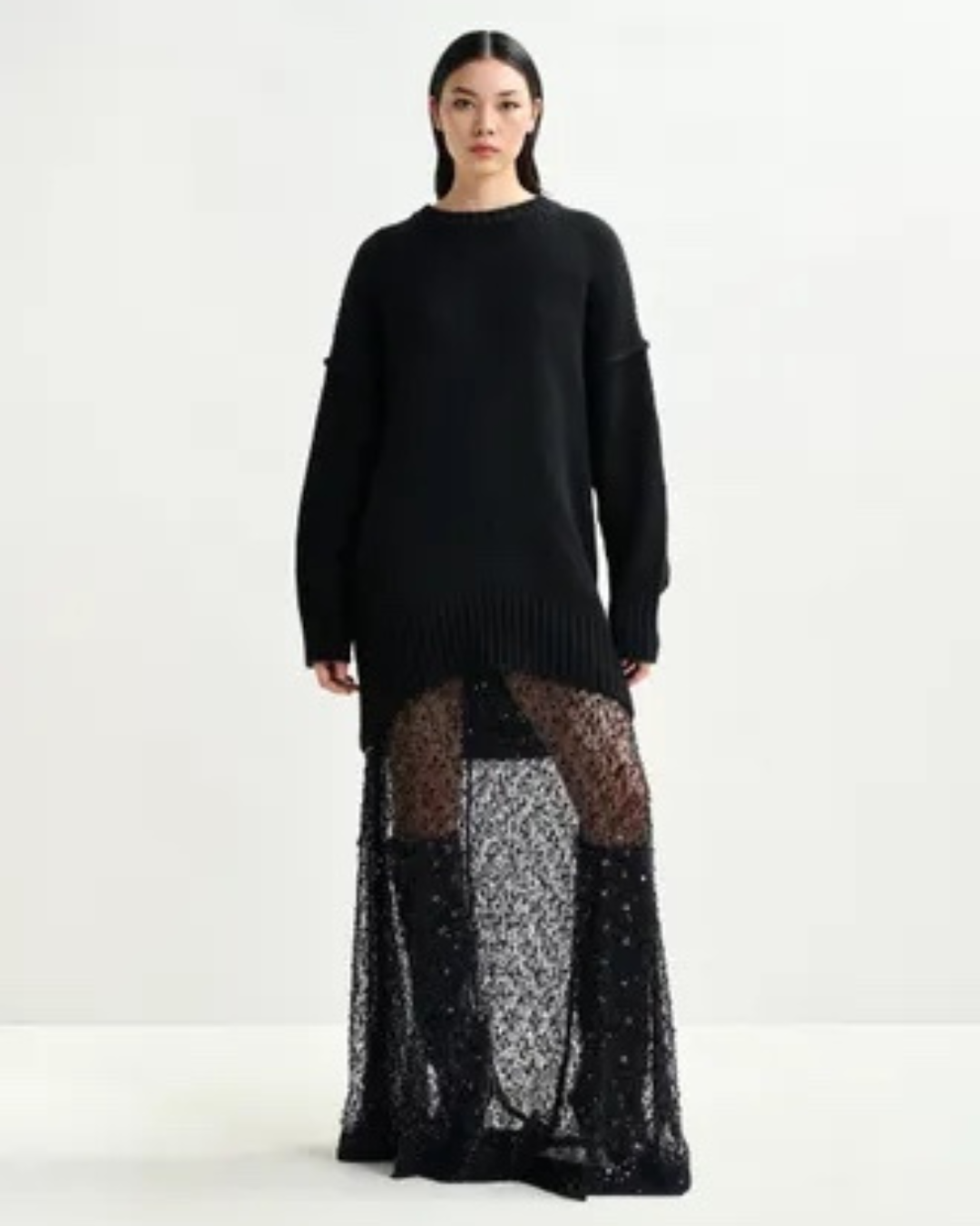 Isequins Sequin Maxi Skirt in Black by Essentiel Antwerp