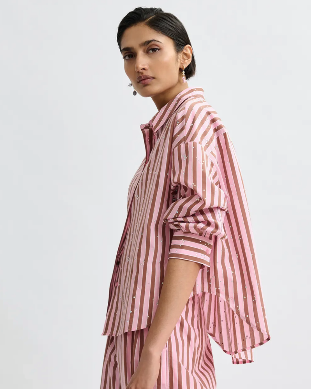 Jelief Rhinestone Shirt in Young Rose by Essentiel Antwerp