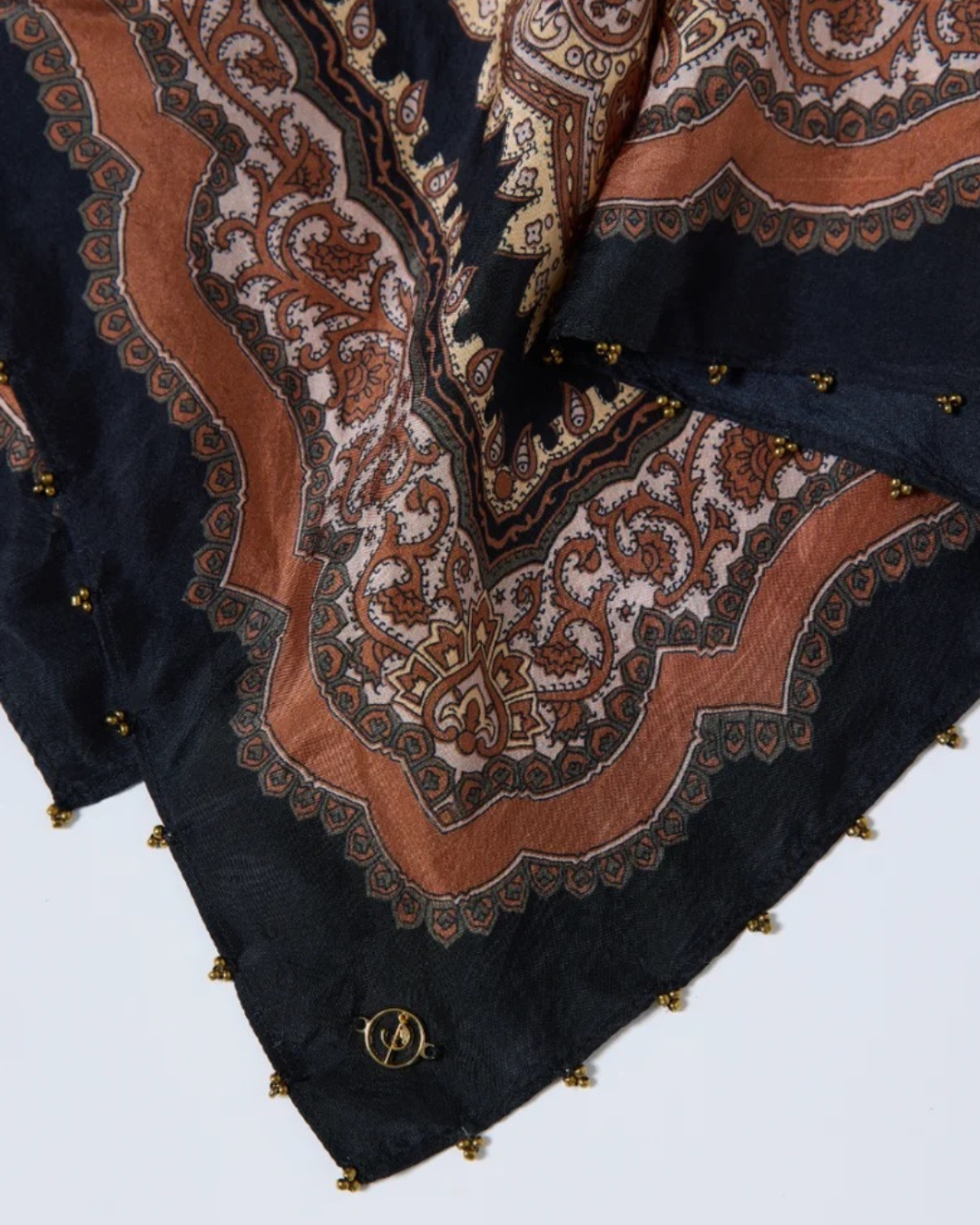 Myra Scarf in Onyx Black with Rust by Scarlett Poppies
