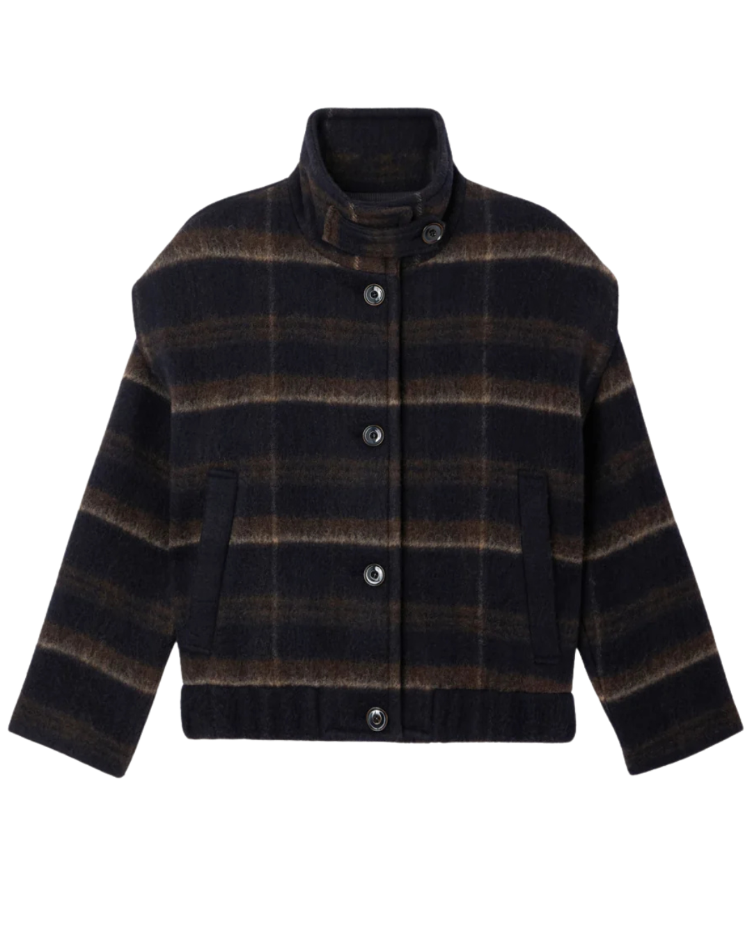 Paolino Coat in Navy Path by Sessùn
