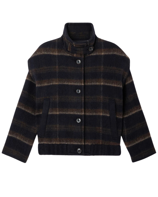 Paolino Coat in Navy Path by Sessùn