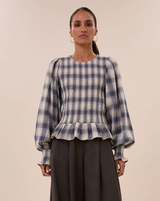 Yena Tokyo Check Blouse in Tokyo Check by by-bar