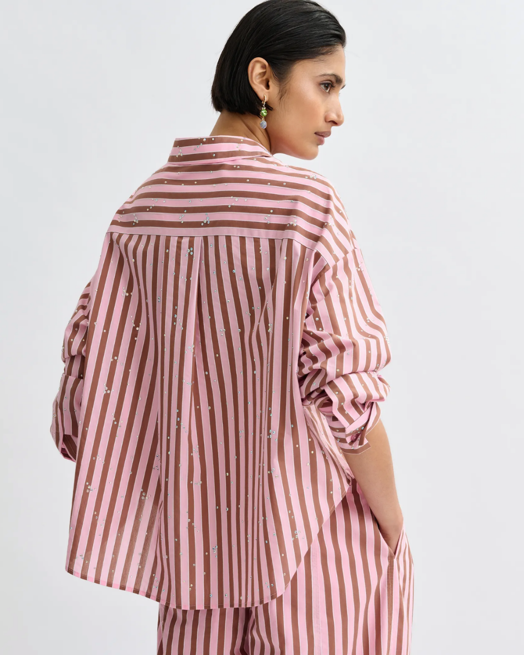 Jelief Rhinestone Shirt in Young Rose by Essentiel Antwerp