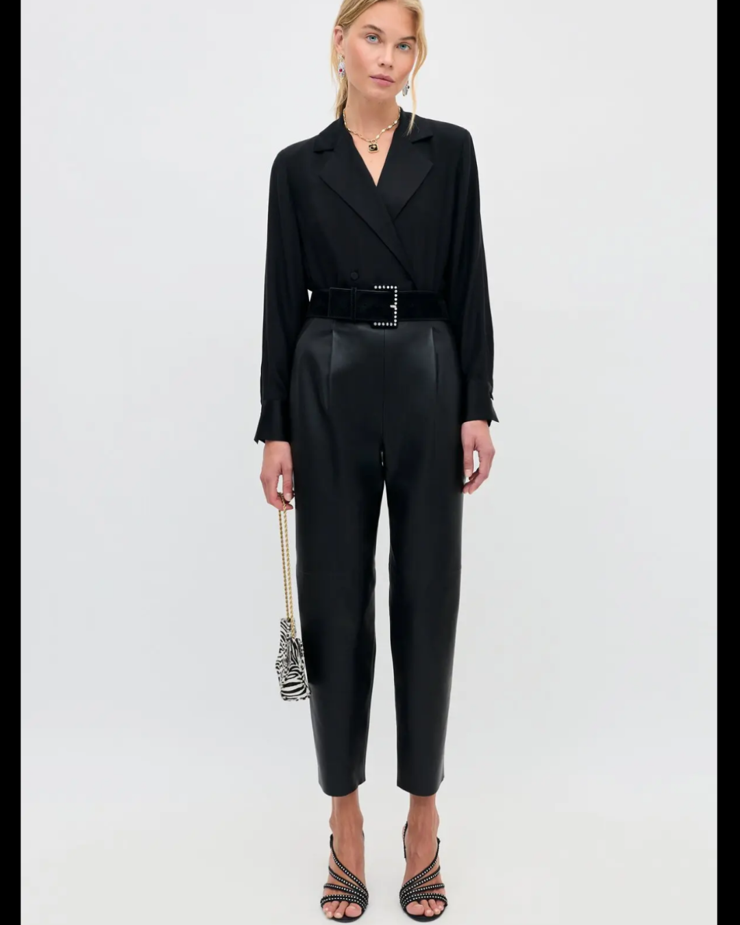 Nori Leather Trousers in Charcoal Chai Latte by RIXO