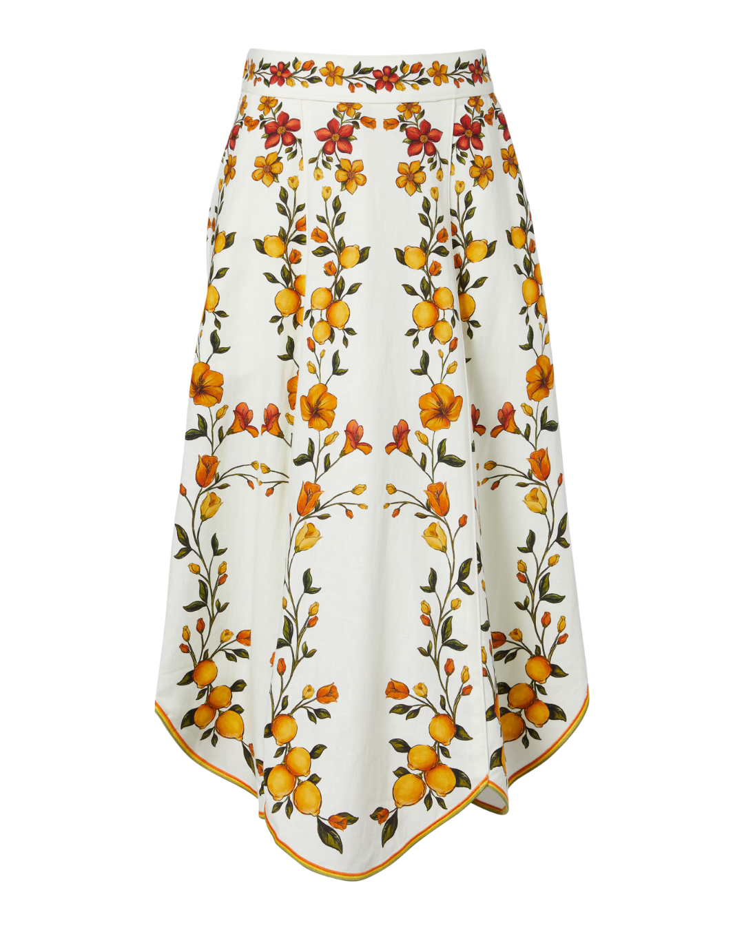 Lemon Bouquet Linen Blend Midi Skirt by Farm Rio