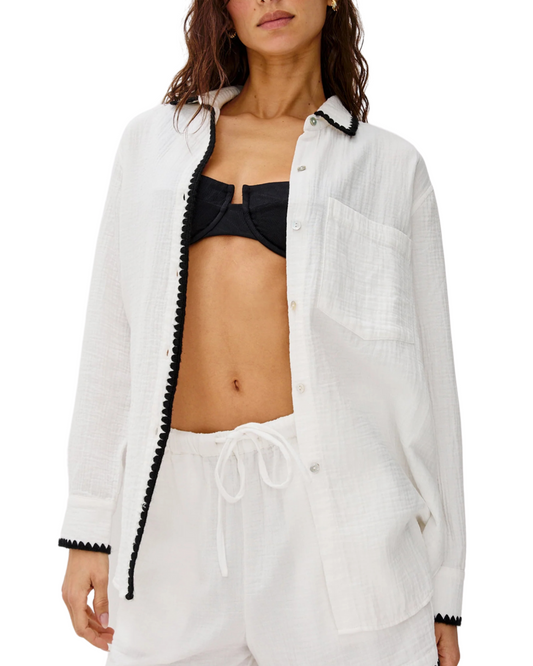 Idania Black Blanket Stitch Shirt by Rails X Lspace