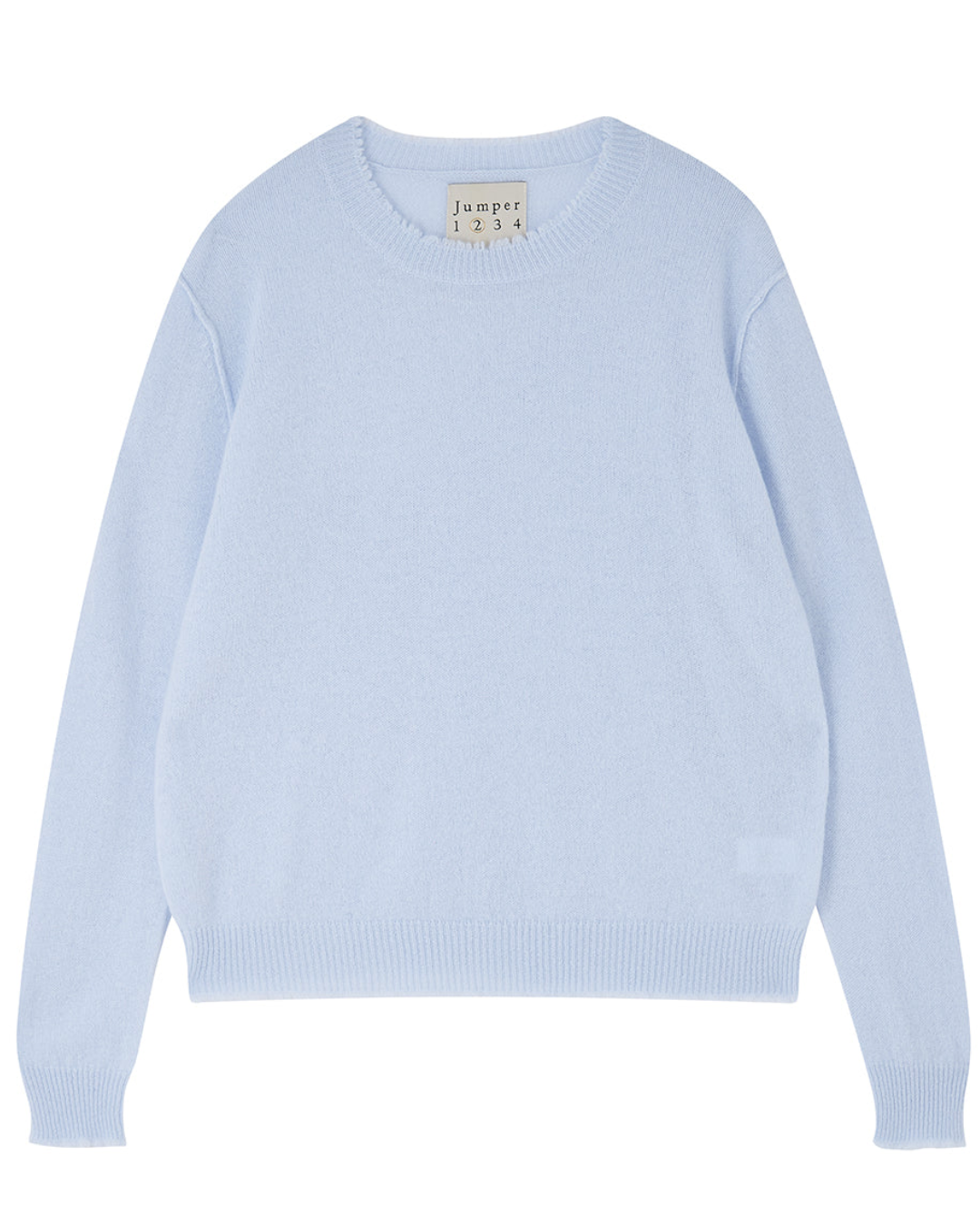 Cashmere Distressed Crew in Pale Blue by Jumper 1234