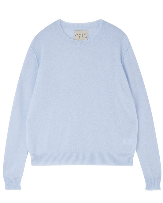 Cashmere Distressed Crew in Pale Blue by Jumper 1234