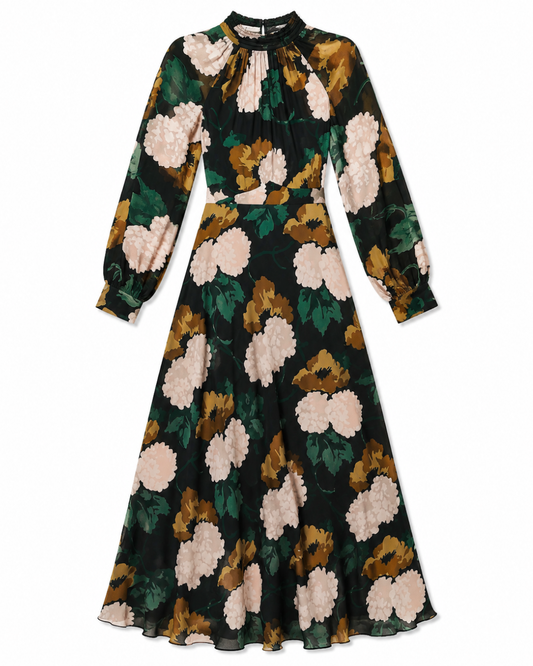 Paige Dress in Hydrangea Floral Charcoal by RIXO