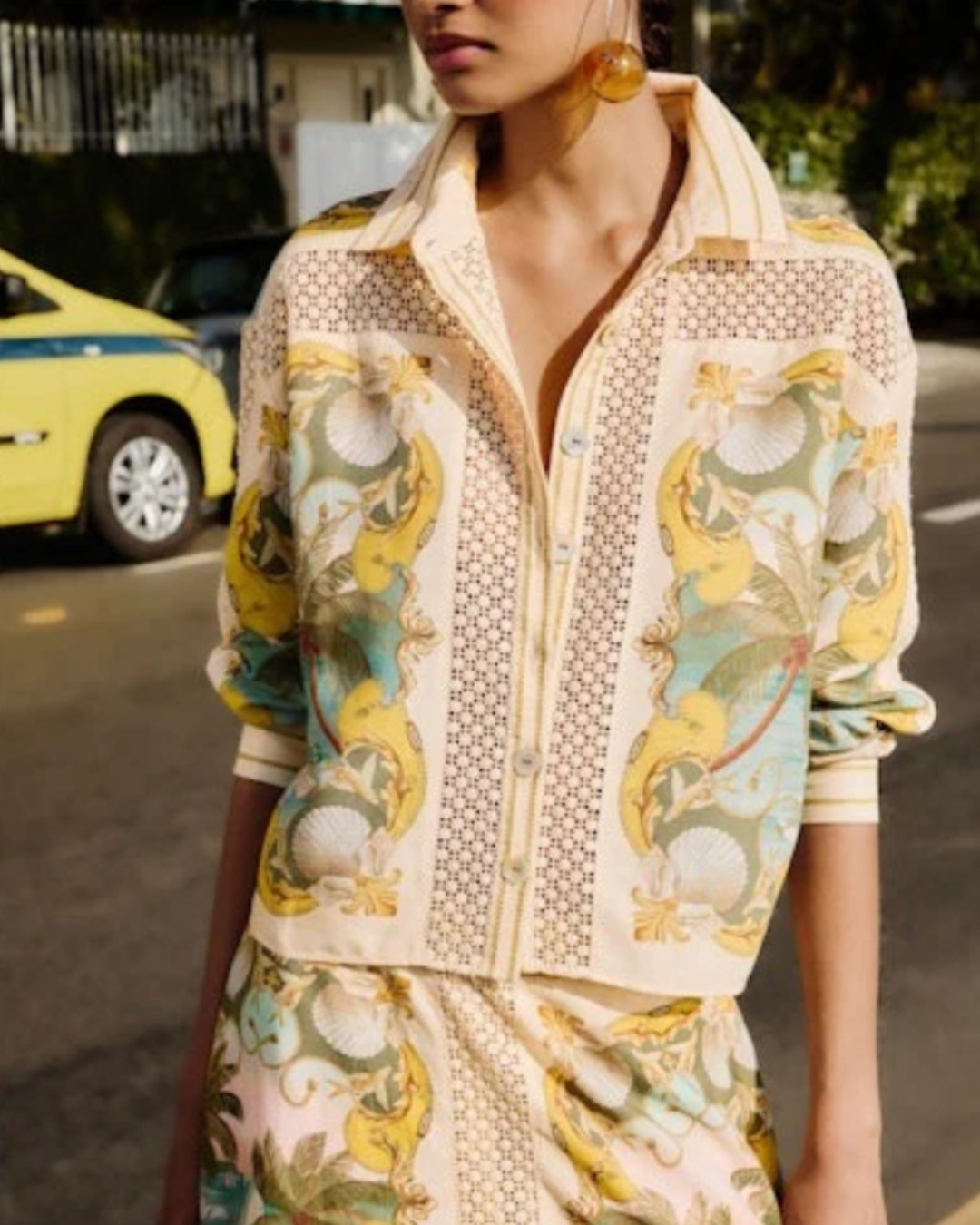 Royal Sea Crochet Detail Shirt by FARM Rio
