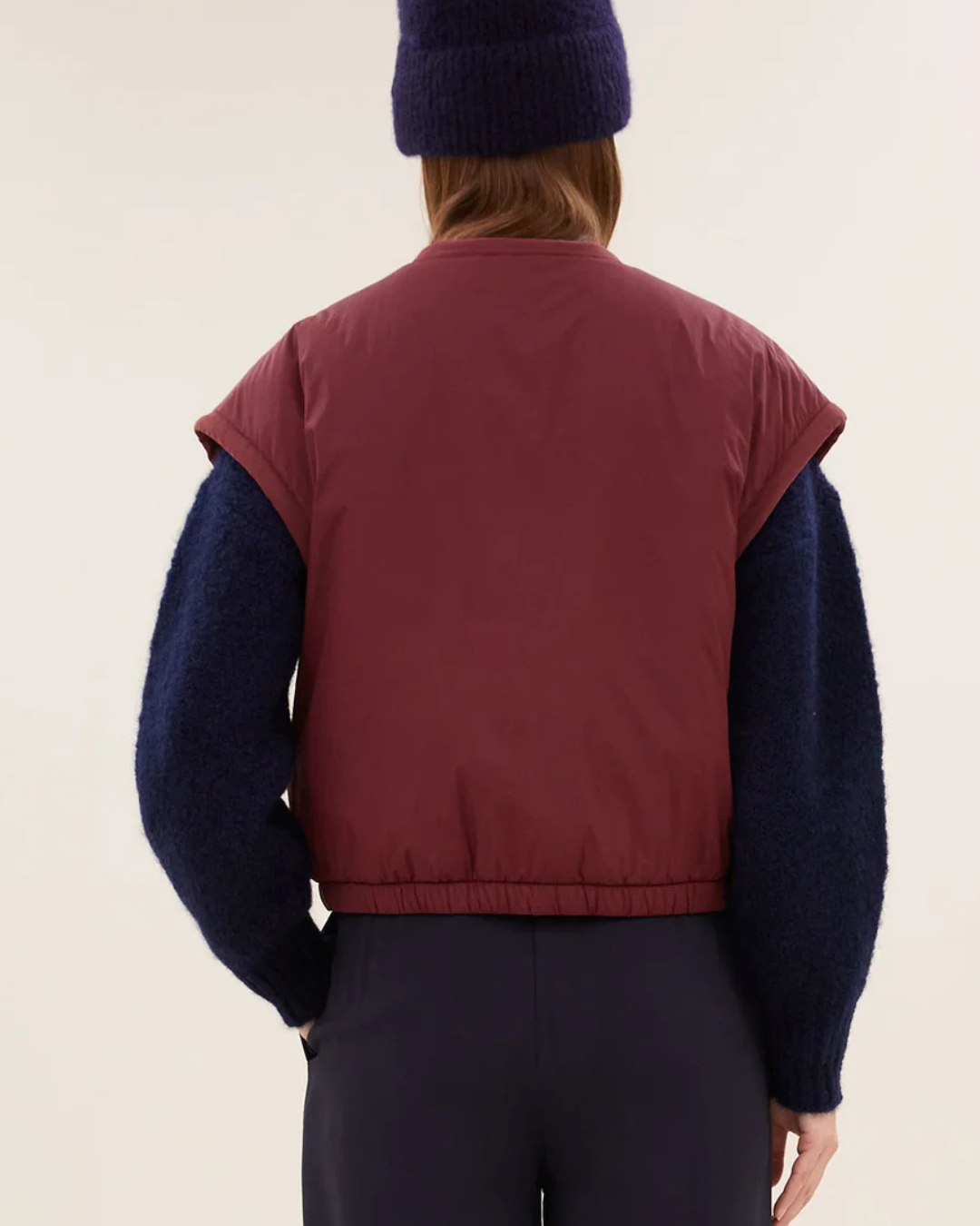 Gio Sleeveless Jacket in Wine by by-bar