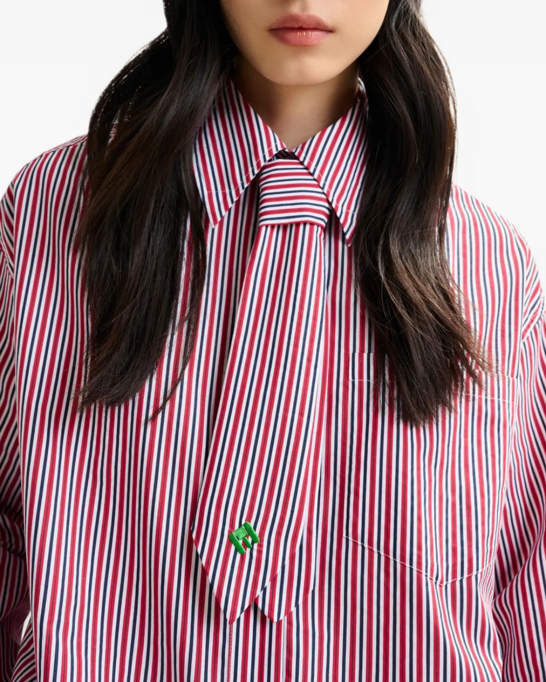 Igold Striped Shirt in Black Iris & Red by Essentiel Antwerp