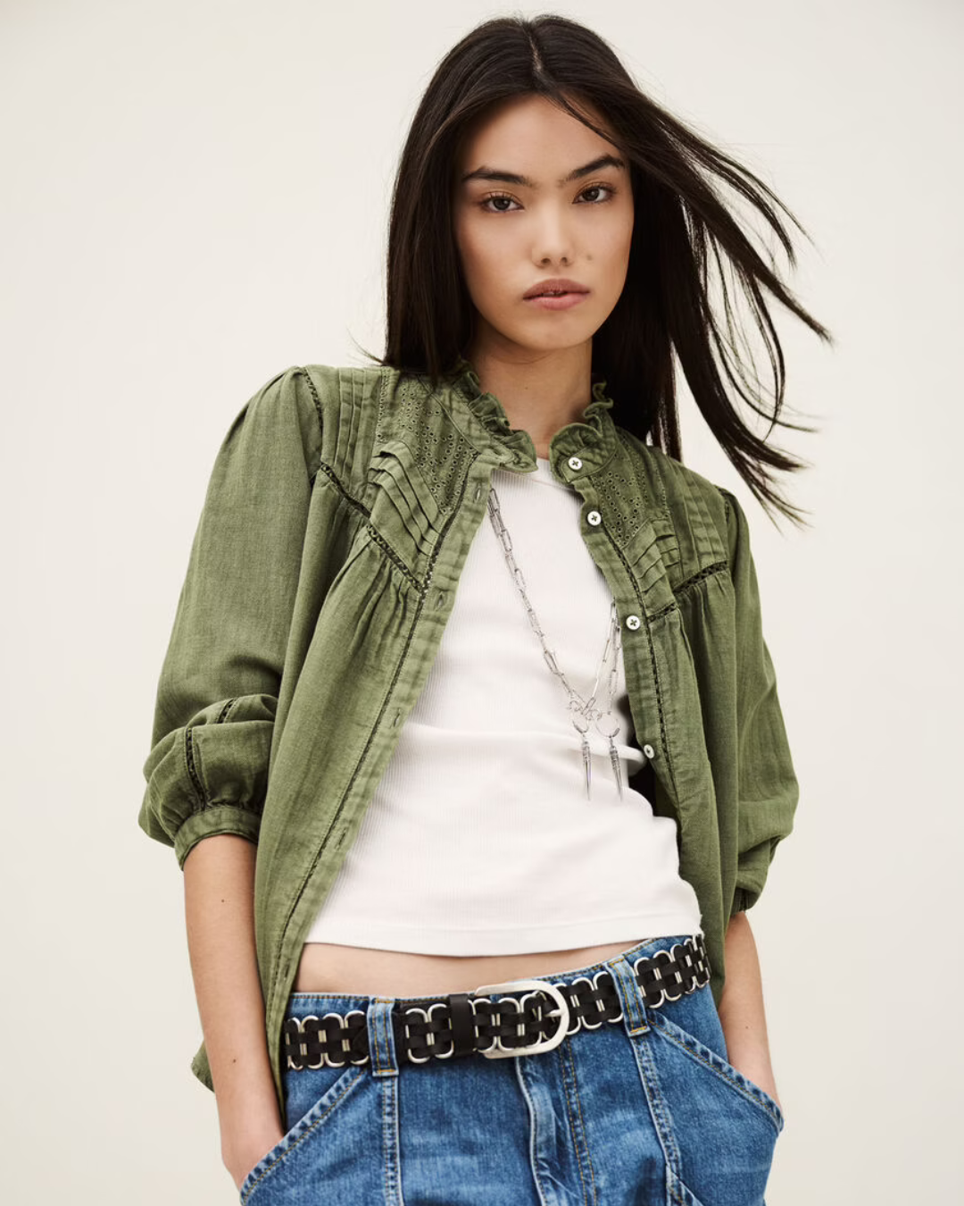 Gilda Blouse in Khaki by BA&SH