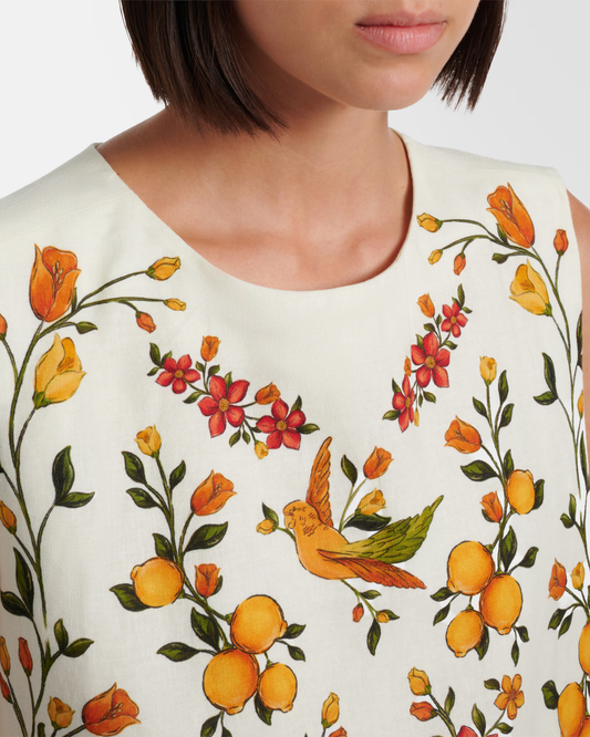 Lemon Bouquet Linen Blend Blouse by Farm Rio