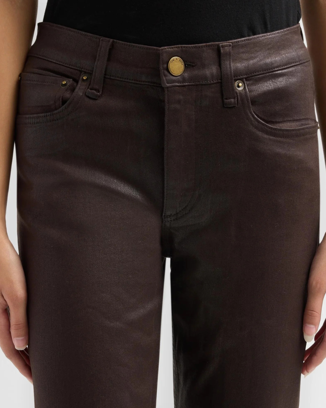 Flexi Wren Mid Rise Slim Jeans in Coated Brown by Rag & Bone