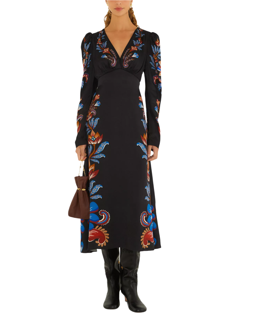 Energy Tie Back Midi Dress in Black by Farm Rio