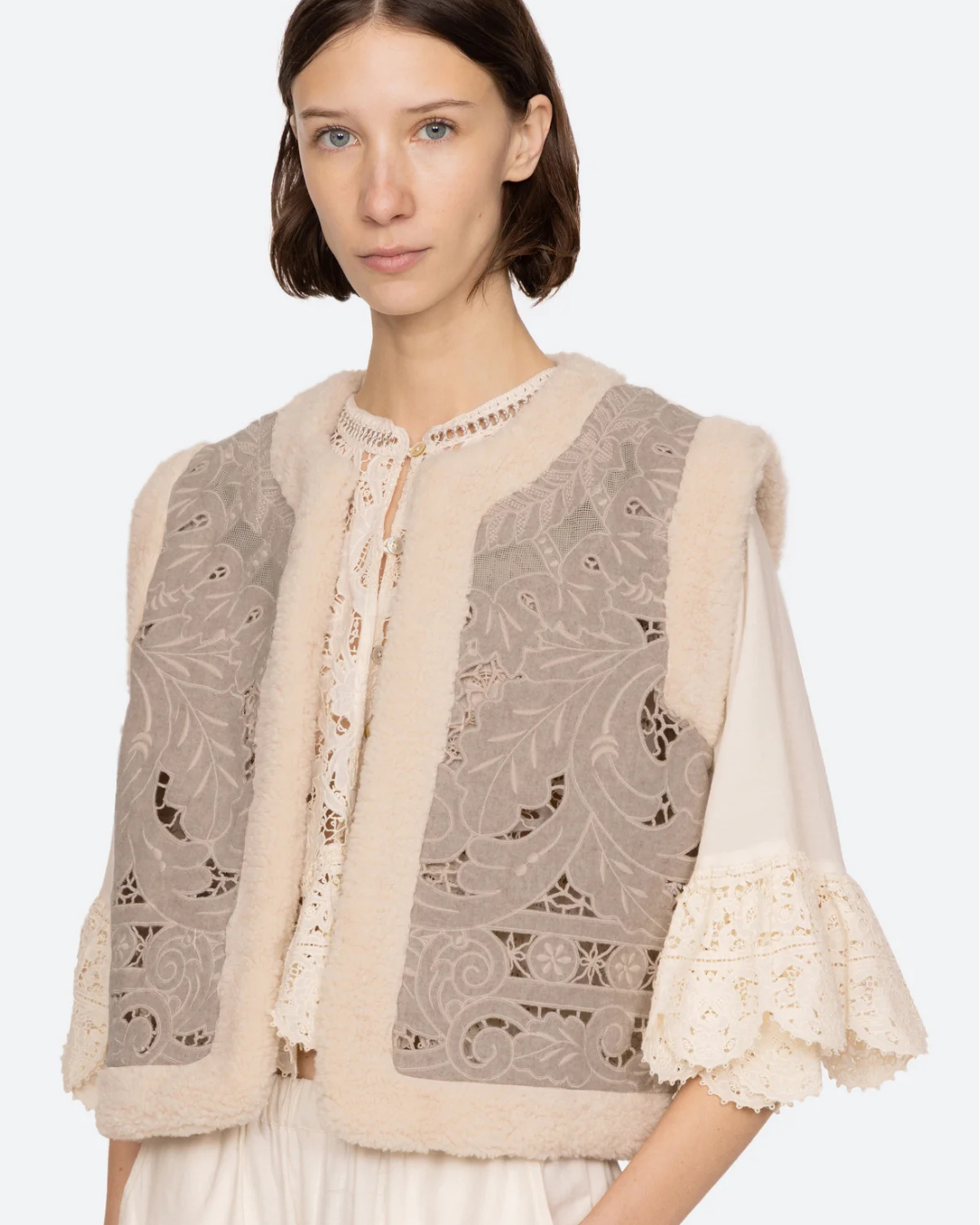 Ceci Embroidery Felt Vest by Sea New York