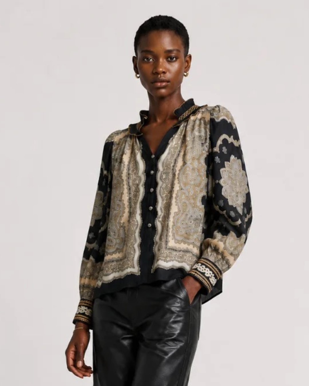 Isolde Top in Onyx Black with Vanilla by Scarlett Poppies