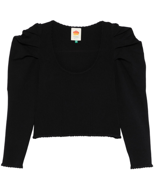 Black Knit Blouse by FARM Rio