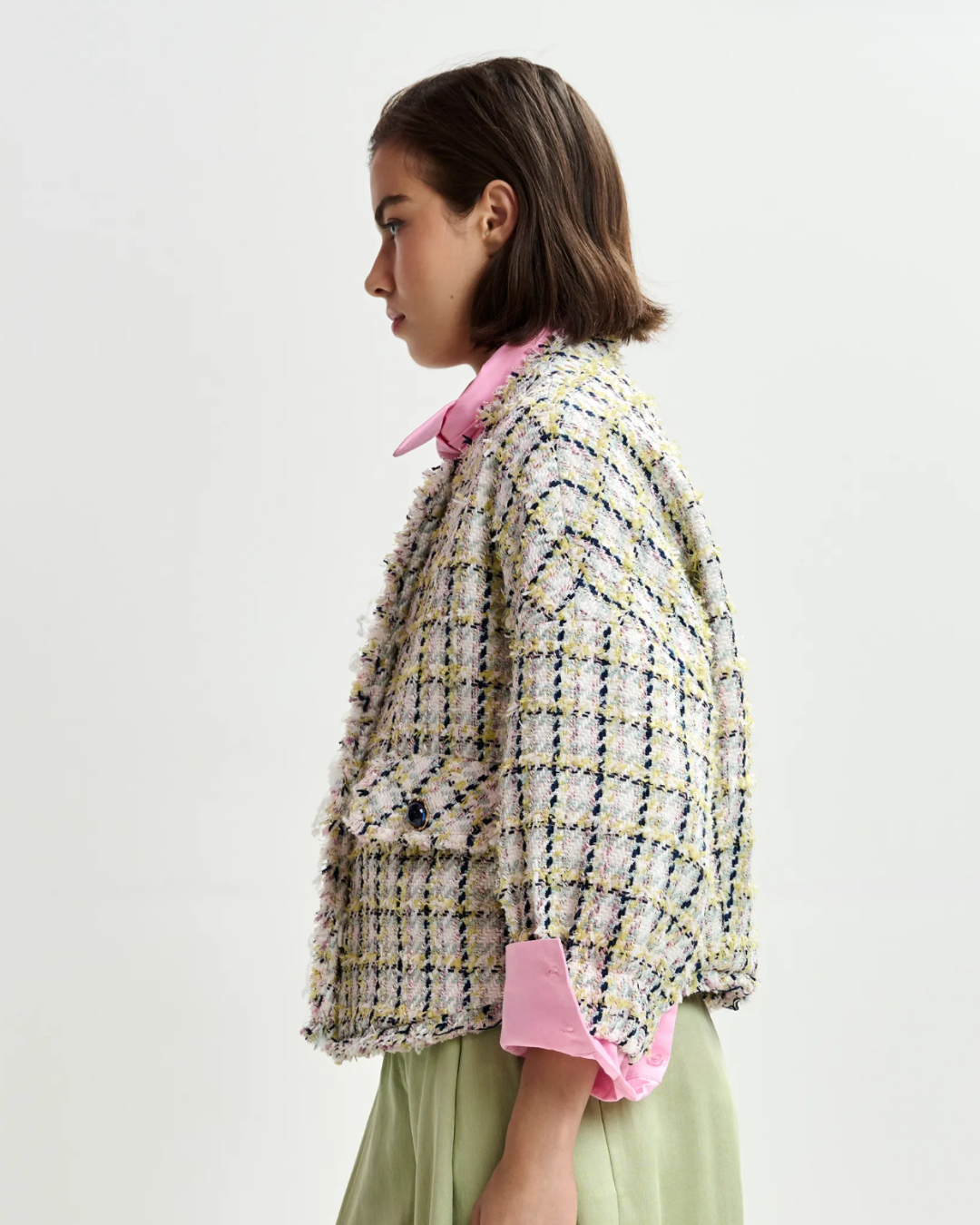 Jayden Boxy Cropped Jacket in Basil Smash by Essentiel Antwerp