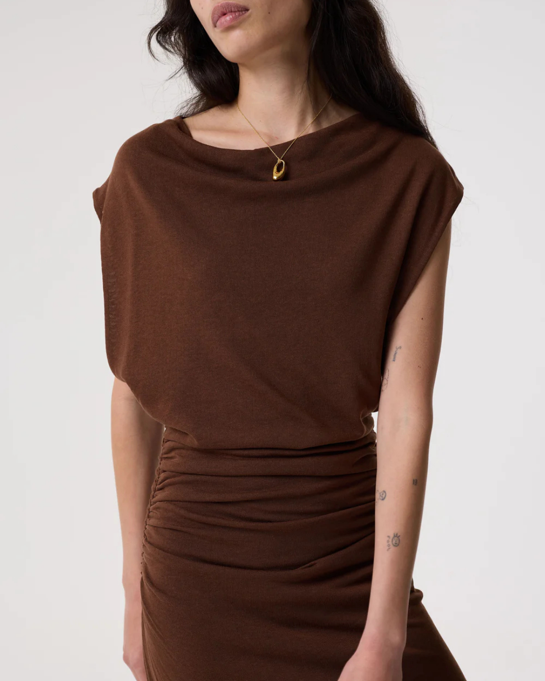 Alina Maxi Dress in Chocolate by AKYN