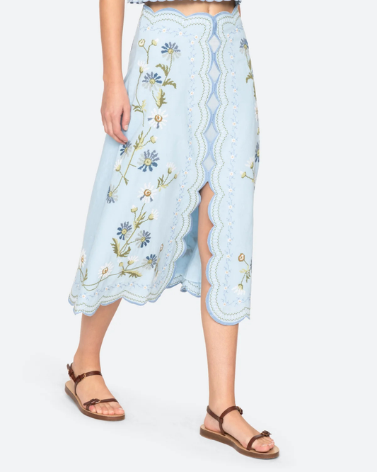 Audra Embroidery Skirt in Blue in Sea NY