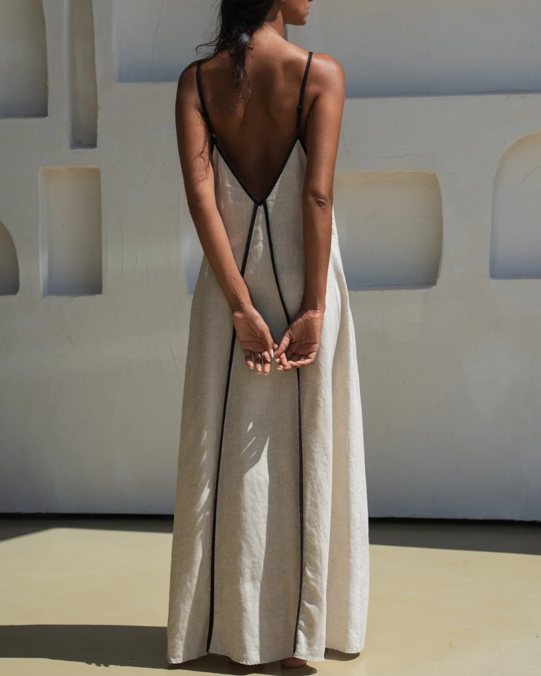 Azalea Linen Dress in Oatmeal by Lilly Pilly