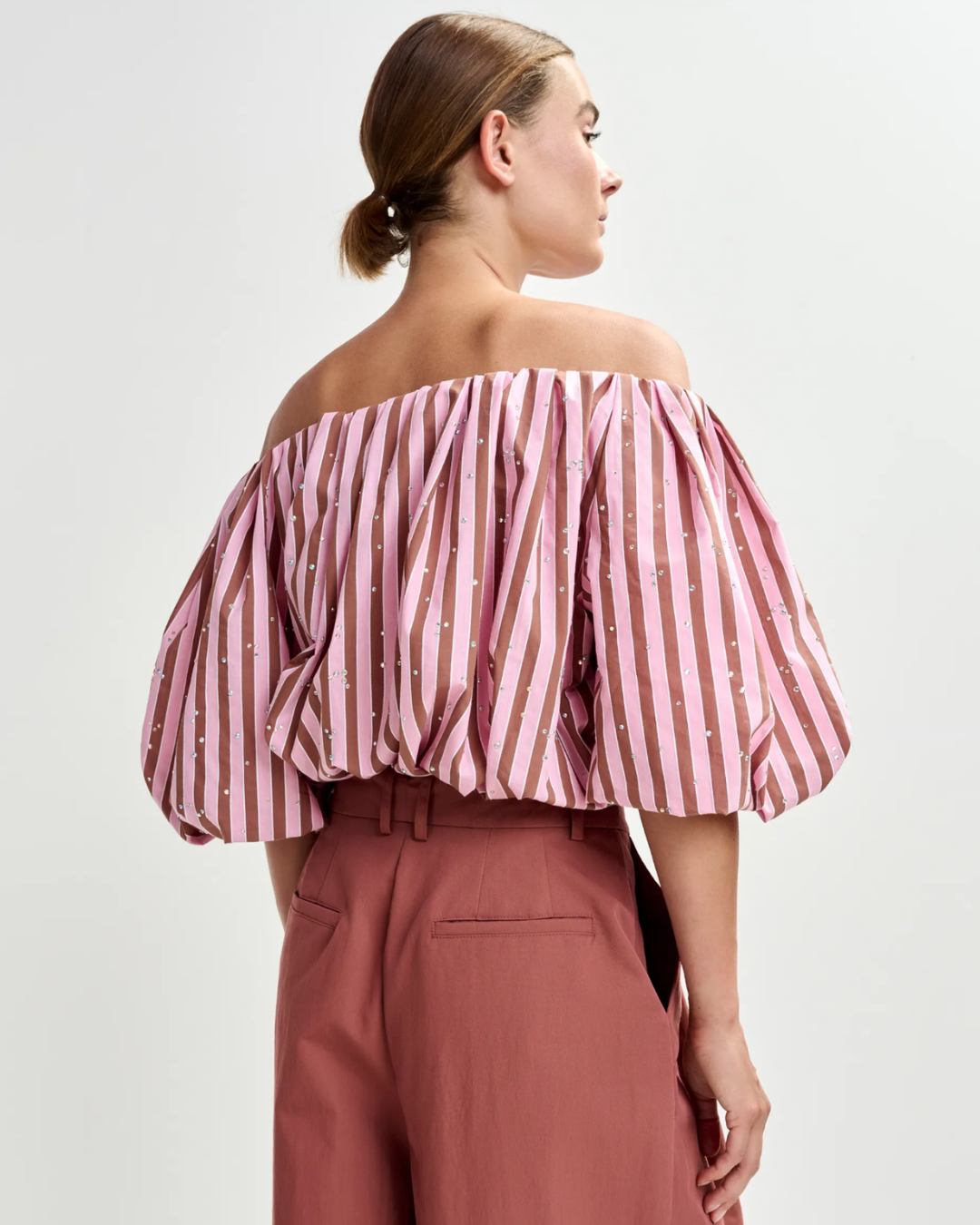 JayJay Rhinestone Puffy Top in Young Rose by Essentiel Antwerp