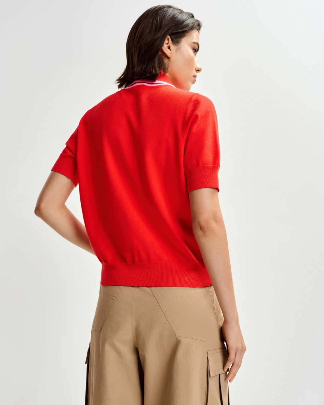 Jonda Contrast Colour Polo in Orange Brulee by Essentiel Antwerp