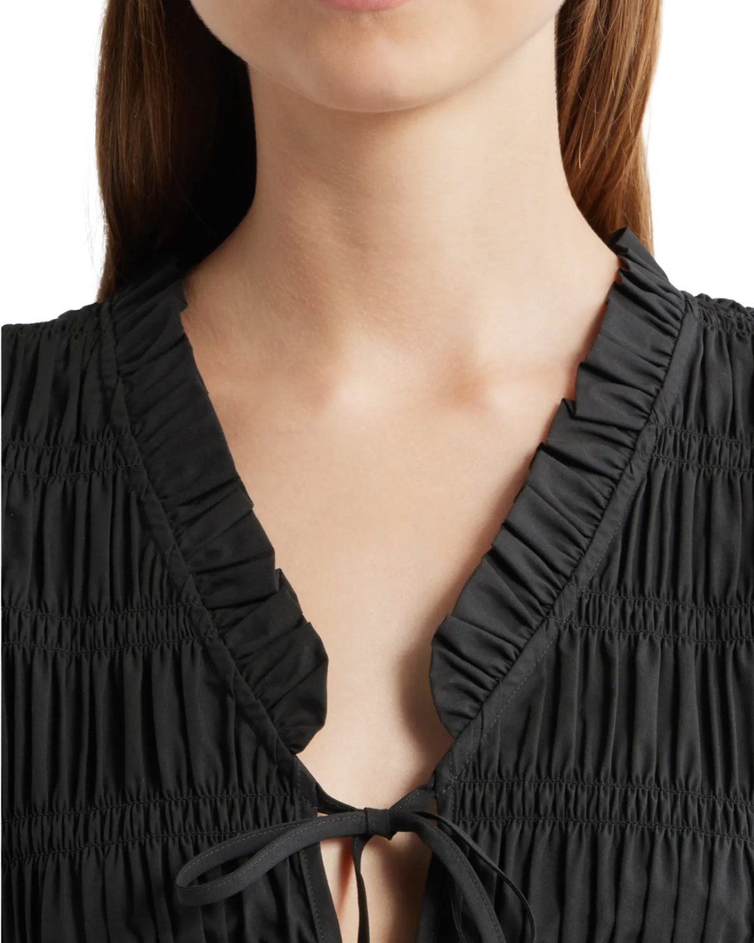 Portia Shirred Cotton Top in Black by Rails