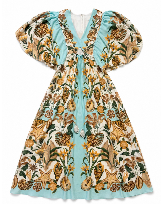 Marine Garden Sand Kaftan Maxi Dress in Orange by Farm Rio