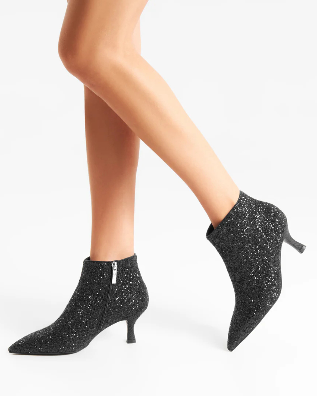 Vera Glitter Ankle Boots in Black by WODEN