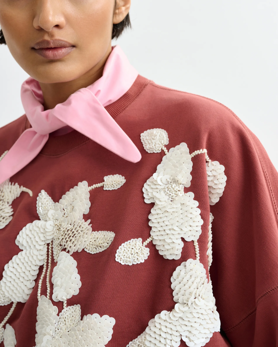 Jaga Embroidered Sweatshirt in Etruscan Red by Essentiel Antwerp