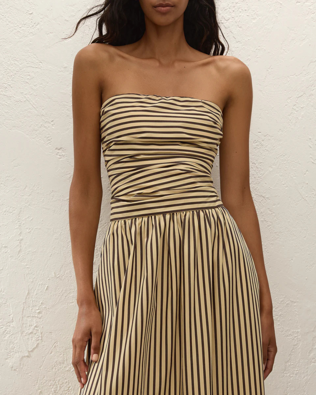 Vera Maxi Dress in Carmen Stripe Sand Cedar by Faithfull the Brand