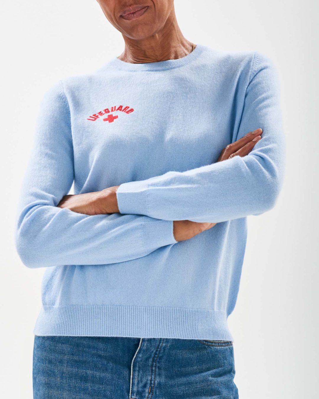 Cashmere Beach Crew in Pale Blue by Jumper 1234