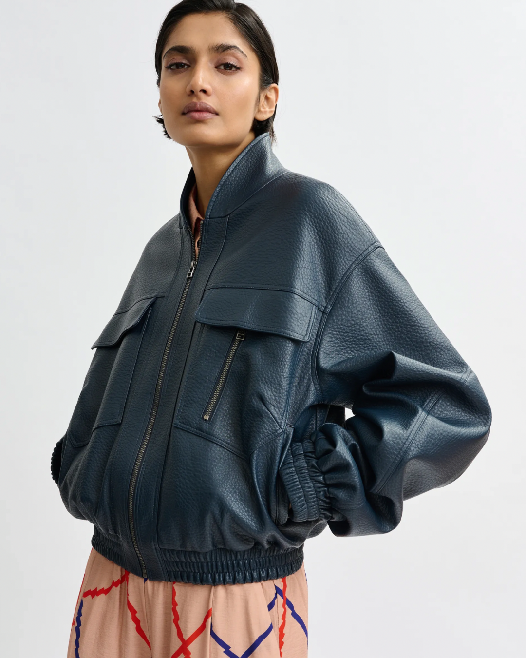 Jalapeno Oversized Bomber in Classic Navy by Essentiel Antwerp