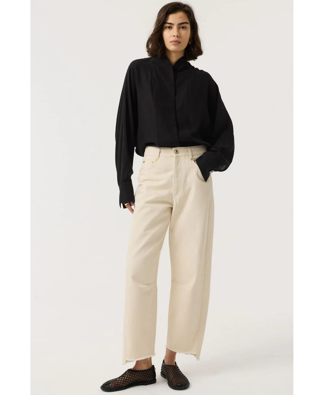 Blake Barrel Jeans in Ecru by AKYN