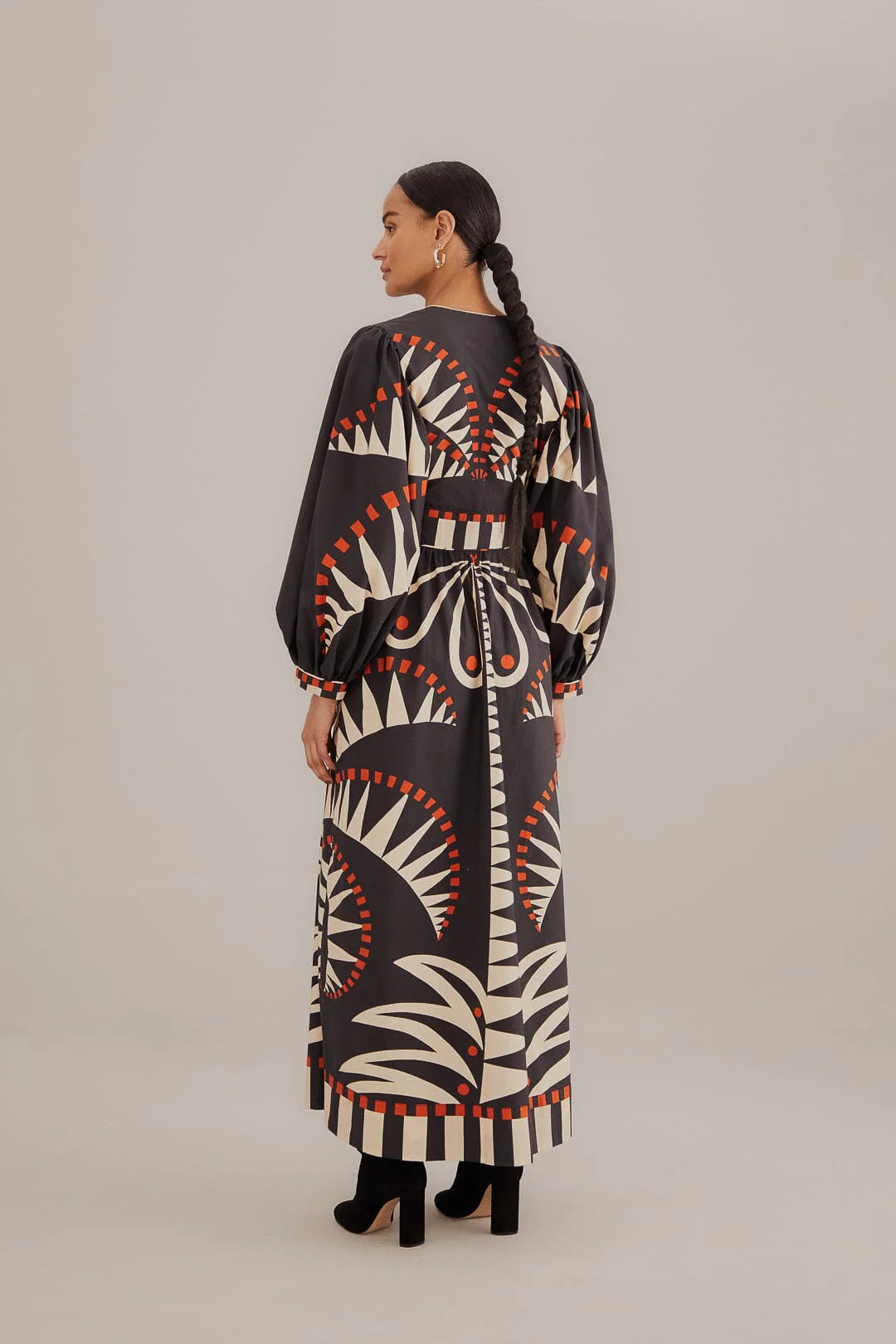 Black Coconut Grove Puff Sleeve Maxi Dress by Farm Rio