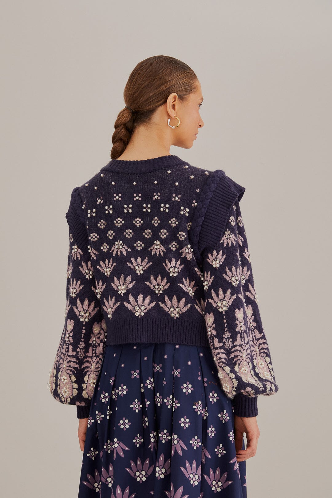 Dark Blue Ainika Martina Knit Sweater by Farm Rio