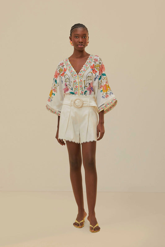 Off-White Insects Floral Bodysuit by Farm Rio