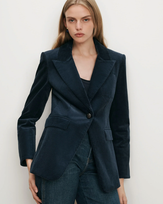 Livvy Corduroy Dickey Jacket in Heritage Navy by Veronica Beard