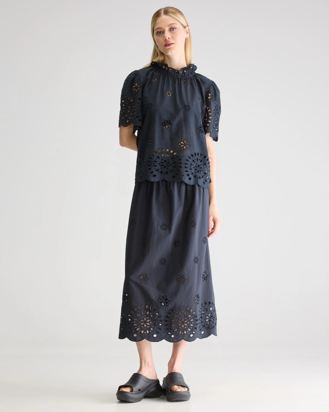 Dorine Midi Skirt in Black by Bellerose